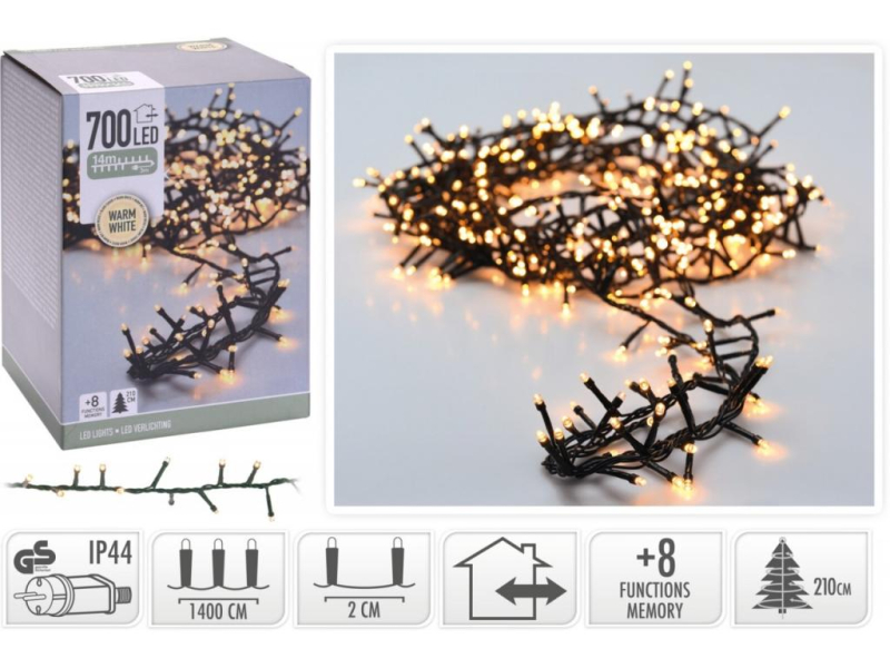 Elektrické osvětlení, 1400cm, 700 LED, teplá bílá, venkovní