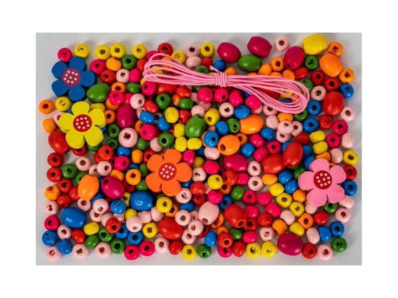 Korálky, dřevěné, barevné, Wood 01