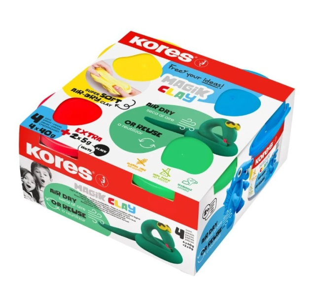 Plastelína Kores, Magic Clay, 4 kelímky