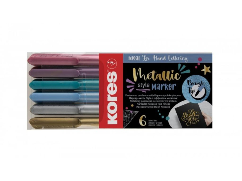 Značkovač, Kores, Metallic Style Brush 6ks
