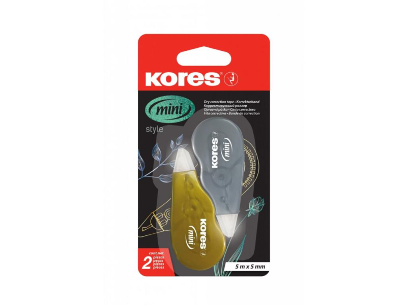 Opravný, korekční strojek, 5 mm x 5 m, 2 kusy, Kores