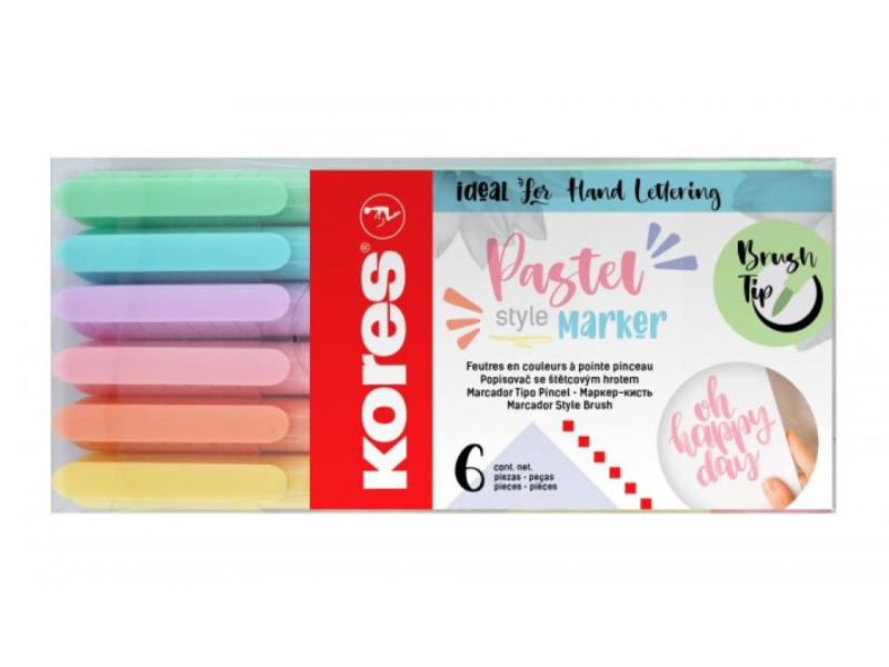 Značkovač, Kores, Pastel Style Brush 6ks