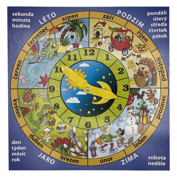 Hodiny školní, s ročním obdobím