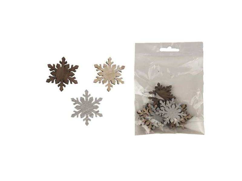 Vločka stříbrná, přírodní, hnědá, 12ks