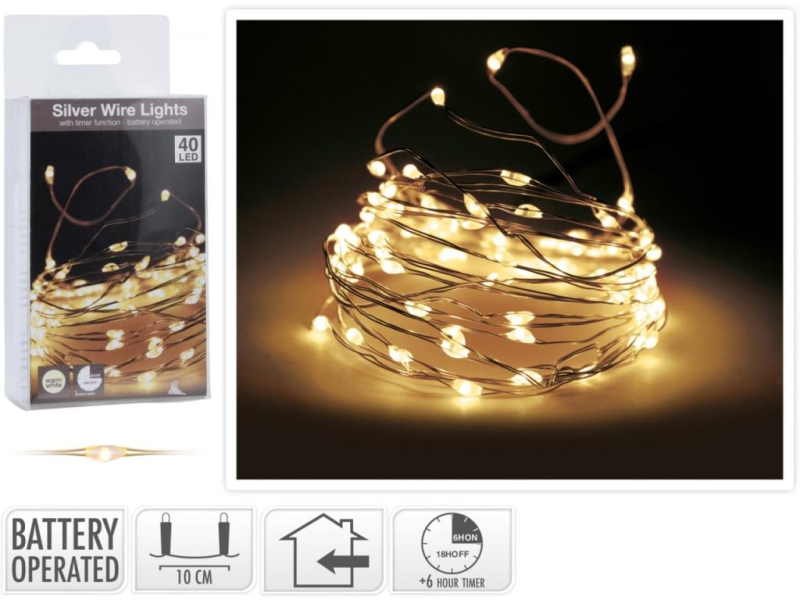 Elektrické osvětlení, 200cm, 40 LED, teplá bílá