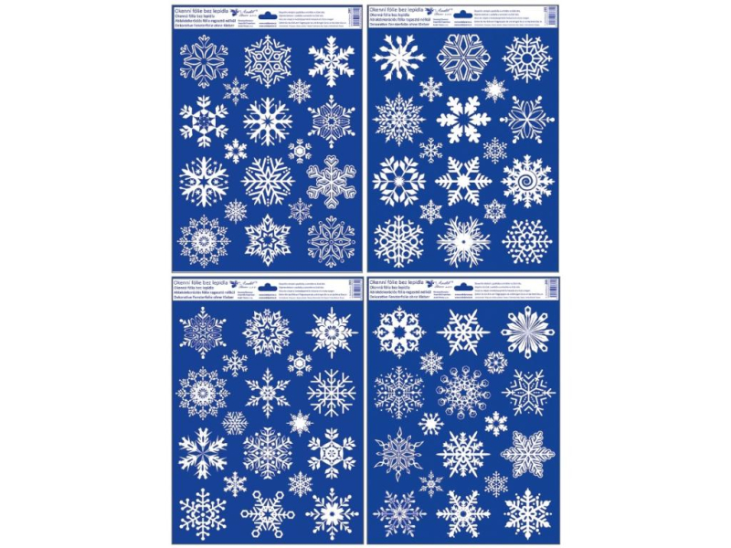 Vánoční fólie na okno, vločky se sněhovým efektem