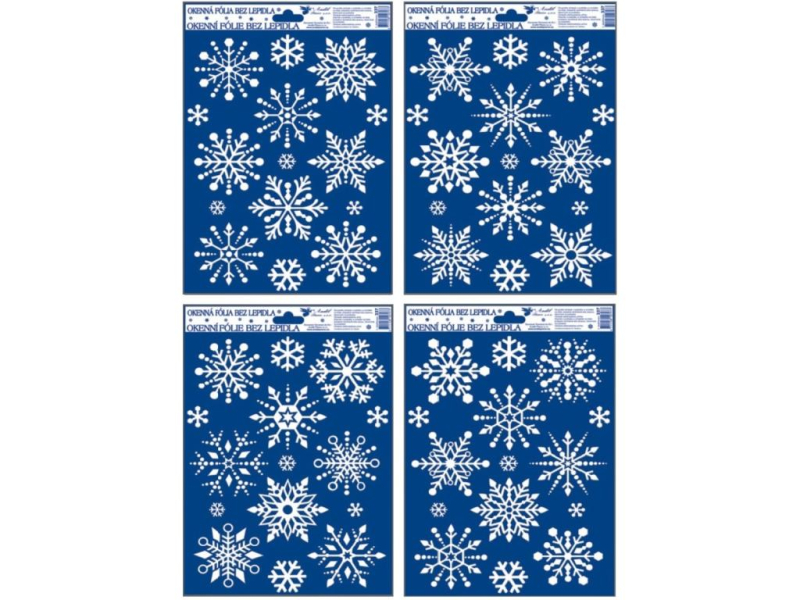 Vánoční fólie na okno, vločky se sněhovým efektem