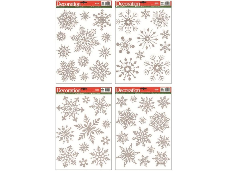 Vánoční fólie na okno, stříbrné vločky