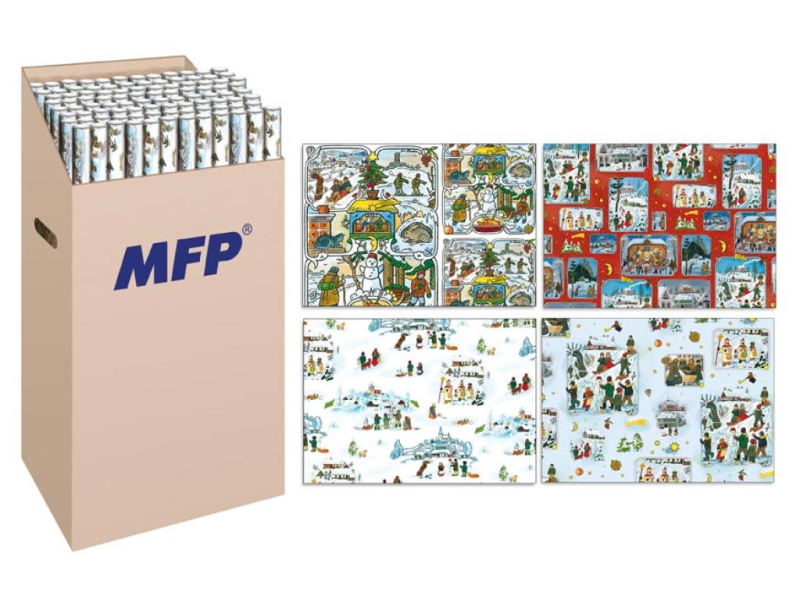 Balící papír Vánoce Lada na roli, 2 archy 100 x 70 cm, role