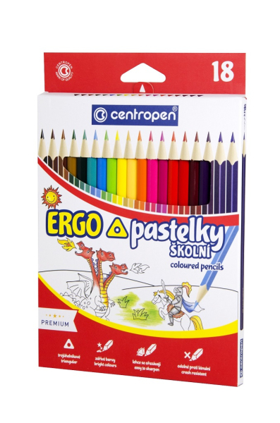 Pastelky Centropen, trojhranné, 18 kusů