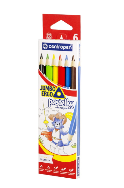 Pastelky Centropen, trojhranné, Jumbo, 6 kusů