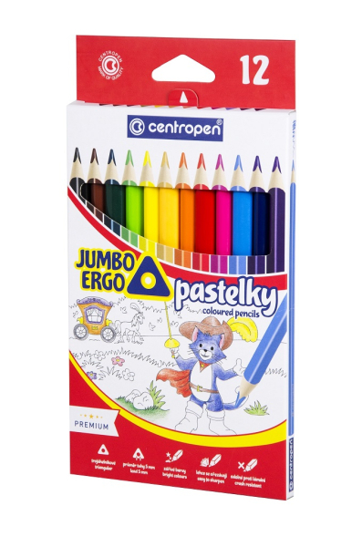 Pastelky Centropen, trojhranné, Jumbo, 12 kusů