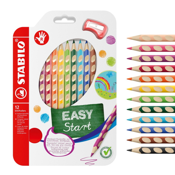Pastelky Stabilo, Easy, 12 barev, pro praváky