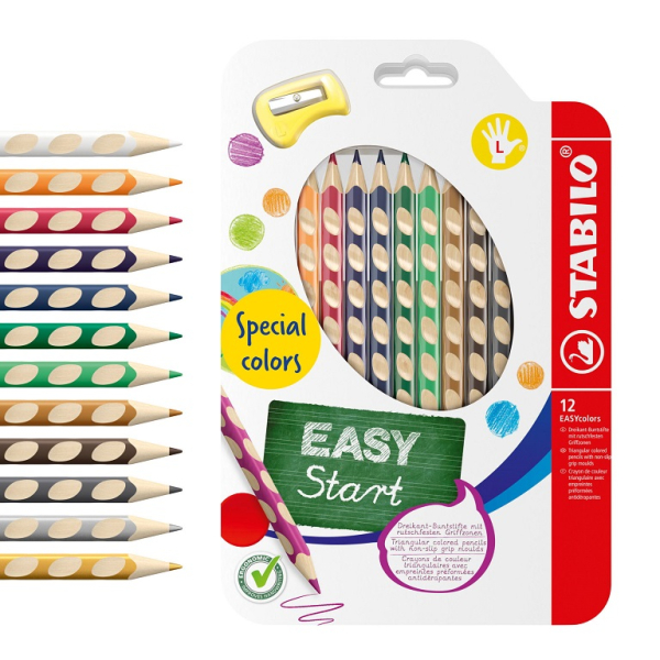 Pastelky Stabilo, Easy, 12 barev, pro leváky