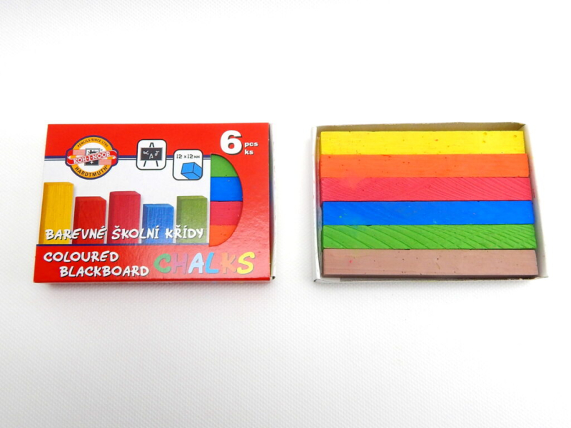 Křída školní, barevná, 6 kusů