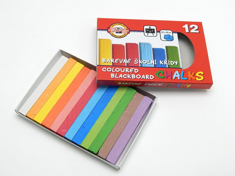 Křída školní, barevná, 12 kusů