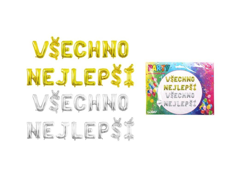Balónky nafukovací, Všechno nejlepší, fóliový