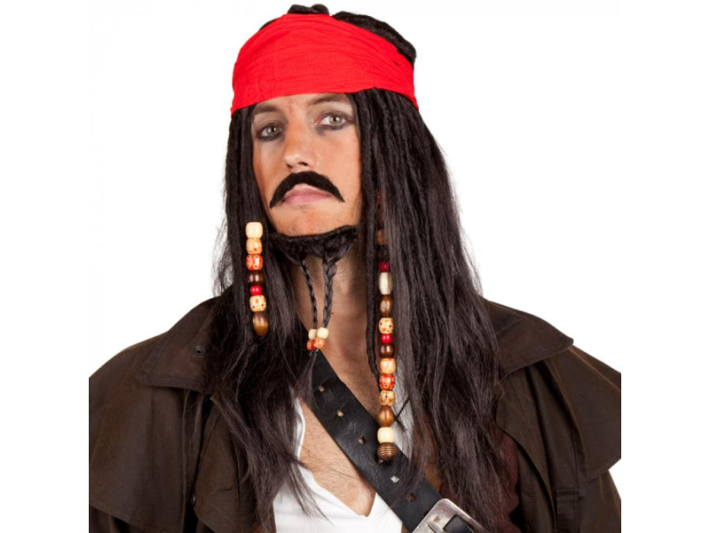 Paruka pirát se šátkem a korálky