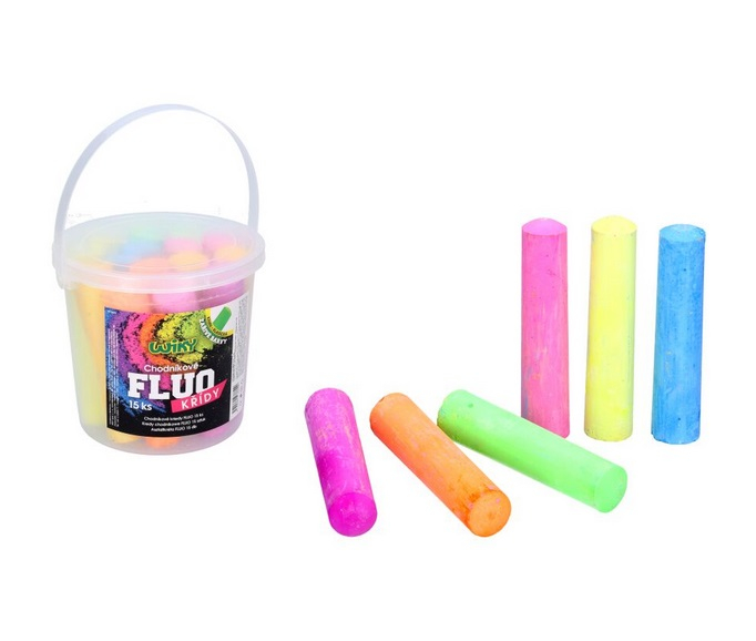 Křída chodníková, 15 kusů, Fluo