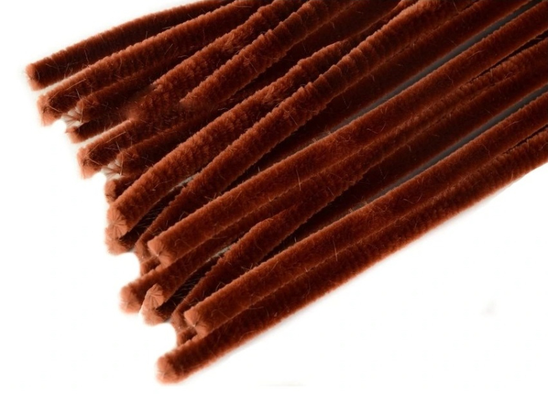 Drátek plyšový, 50cm, tmavě hnědý