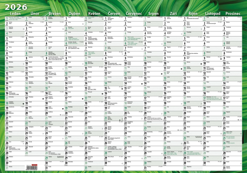 Kalendář plánovací roční A2, Listy, Baloušek