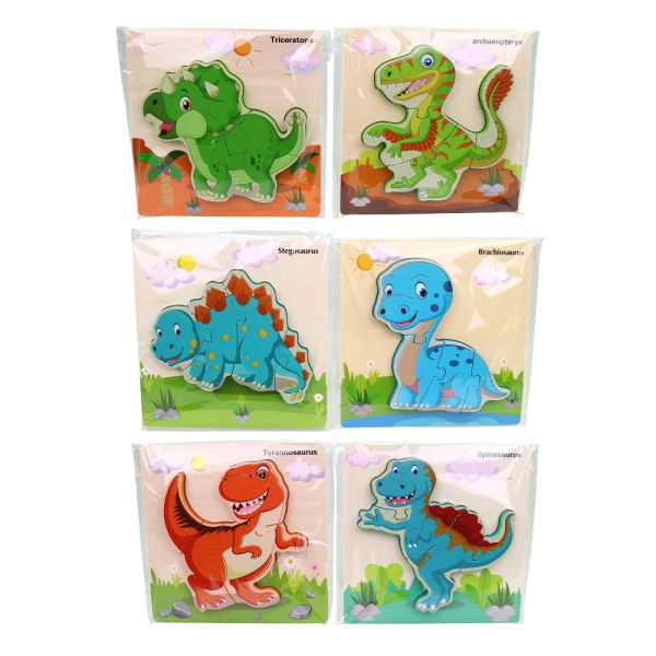 Puzzle dřevěné, dinosauři