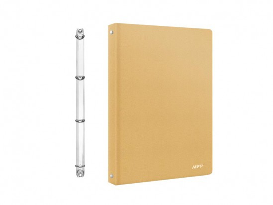 Desky A4 4kroužky, polypropylen béžová barva, vzor kůže