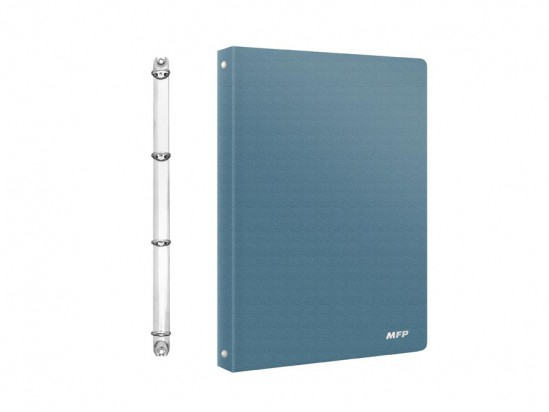 Desky A4 4kroužky, polypropylen, modrá barva, vzor kůže