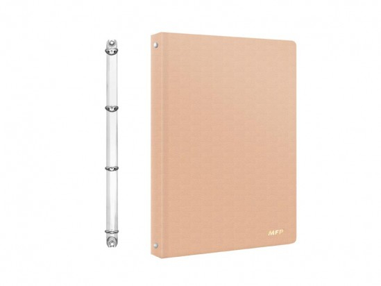 Desky A4 4kroužky, polypropylen, barva růžová, vzor kůže