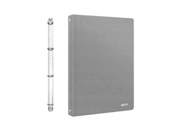 Desky A4 4kroužky, polypropylen, šedá barva, vzor kůže