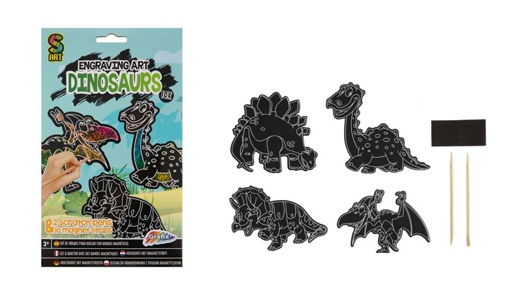 Škrabací magnetky 10 kusů Dinosauři