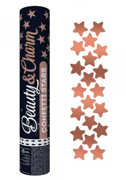 Konfety vystřelovací 28 cm hvězdy měděné metal folie