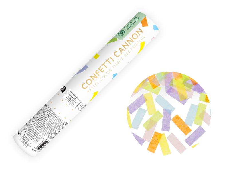 Konfety vystřelovací 20 cm papírové pastelové