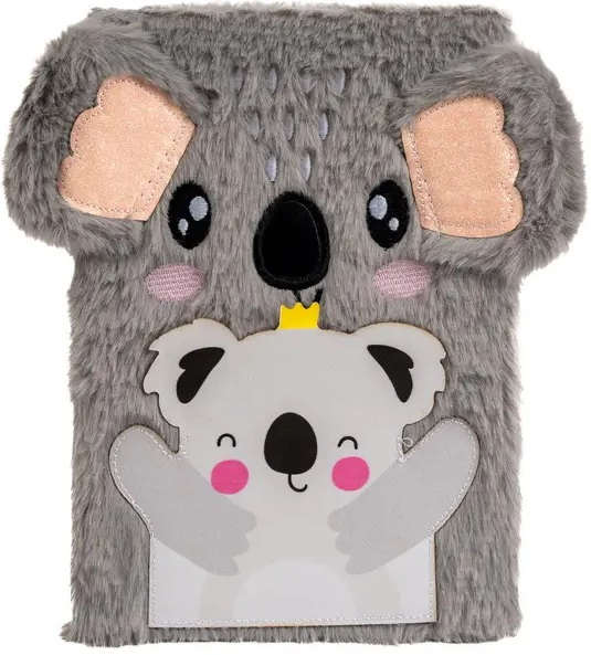 Zápisník, A5, plyšový, koala