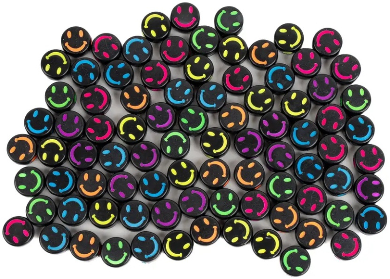 Korálky černé, smajlík, Smile