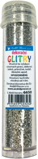 Glitr, stříbrný, 6g