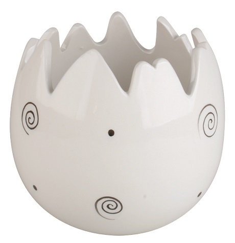 Květináč z keramiky, skořápka, puntíky