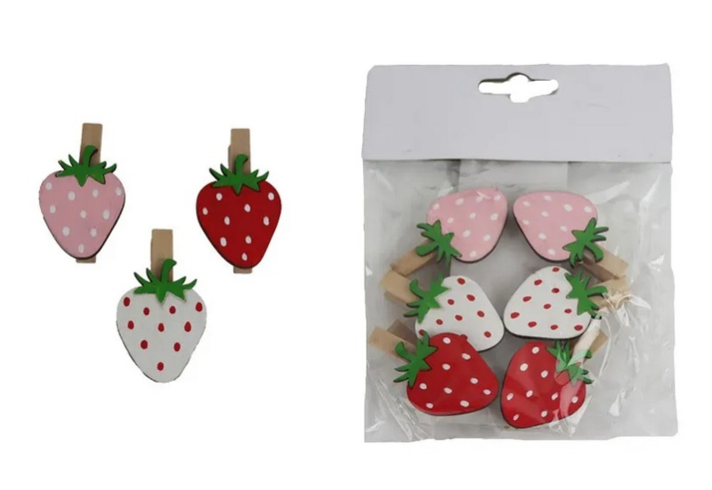 Kolíčky s jahodou, 6 kusů