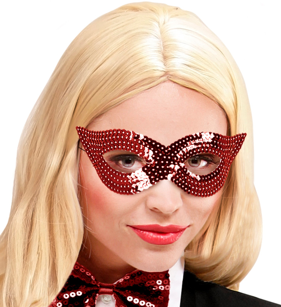 Škraboška červená flitrovaná