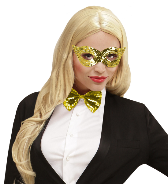 Škraboška zlatá flitrovaná