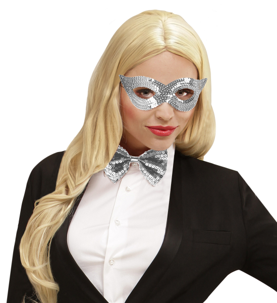 Škraboška stříbrná flitrovaná