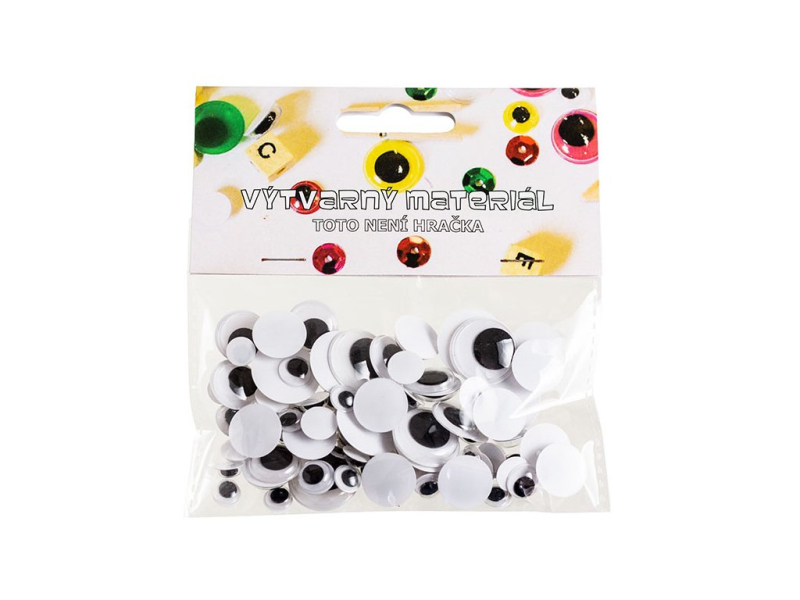 Oči samolepící, pohyblivé, 75 kusů, mix velikostí