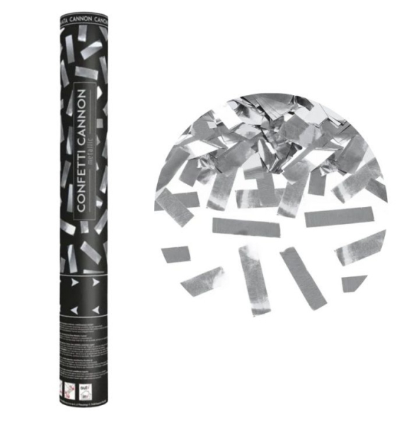 Konfety vystřelovací stříbrné 40 cm