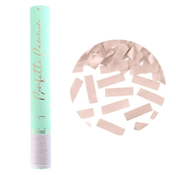 Konfety vystřelovací růžové zlato proužky 40 cm