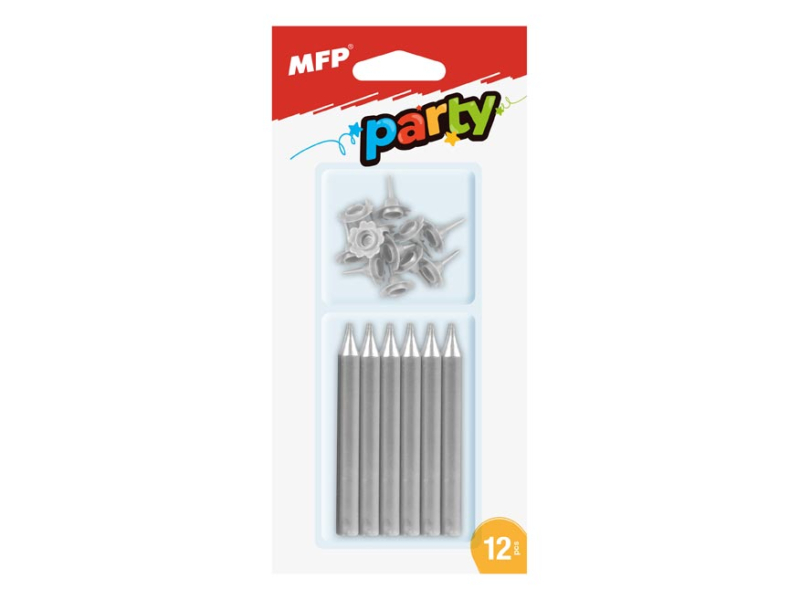 Svíčky dortové stříbrné