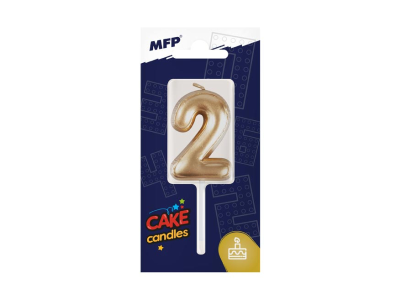 Svíčka dortová zlatá číslice 2