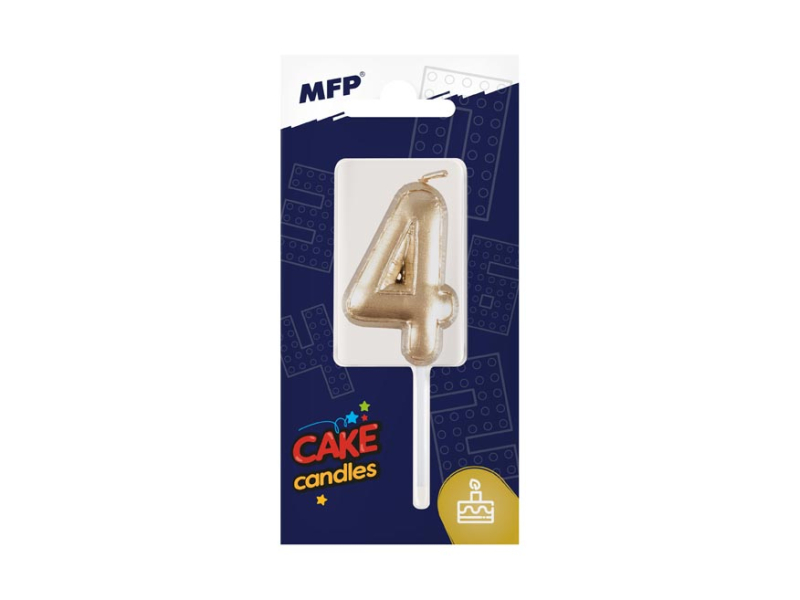 Svíčka dortová zlatá číslice 4