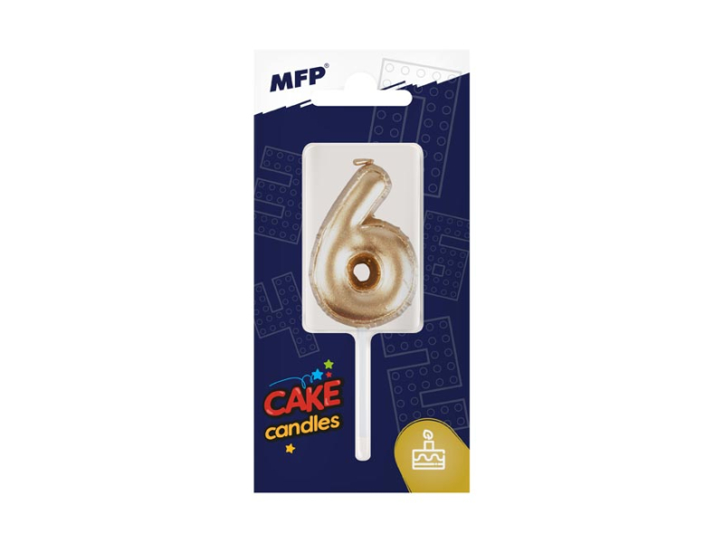 Svíčka dortová zlatá číslice 6