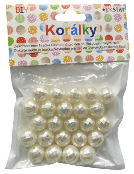Korálky, 14mm, bílé perleťové