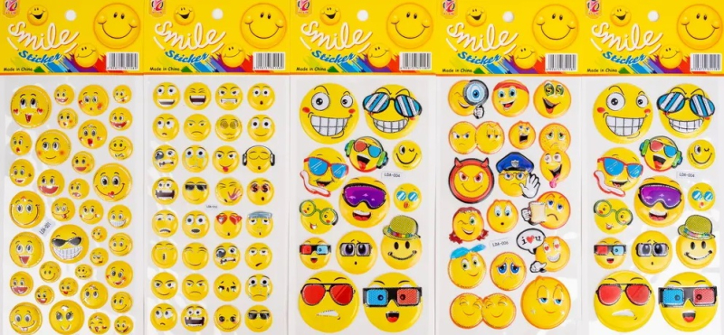 Samolepky plastické, 5 kusů, Smile